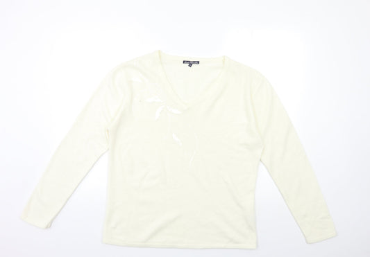 sarah hamilton Womens Ivory  Knit Pullover Jumper Size M