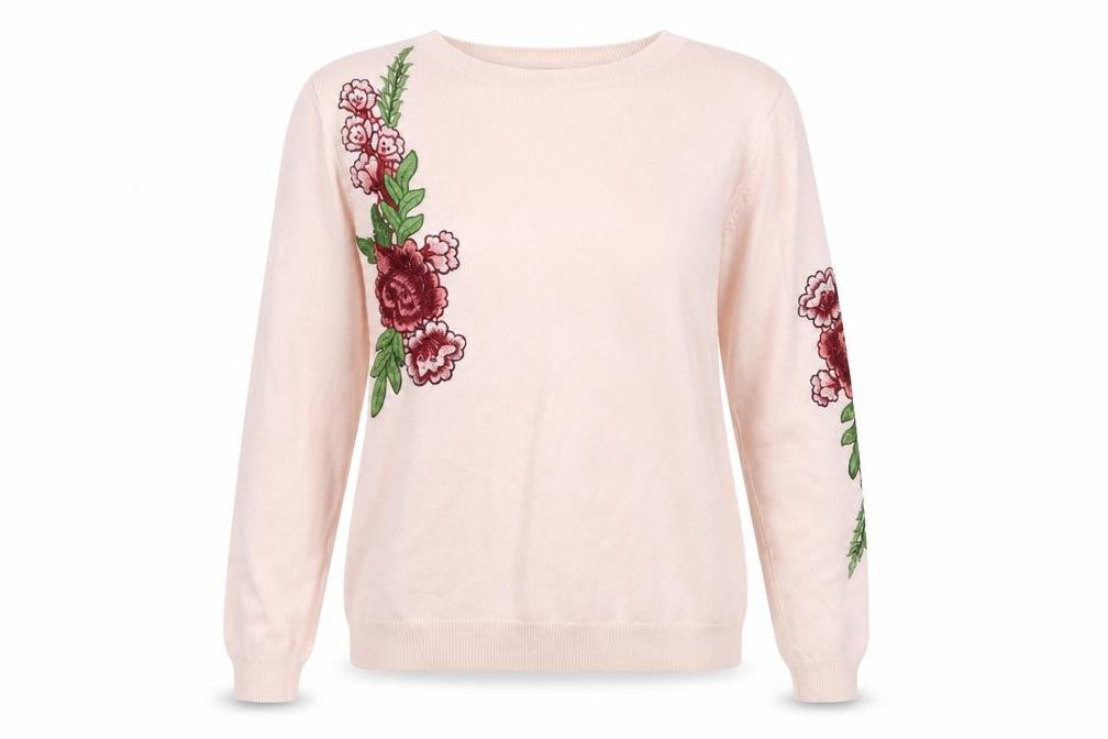 Cameo Womens Pink Floral Knit Pullover Jumper Size S