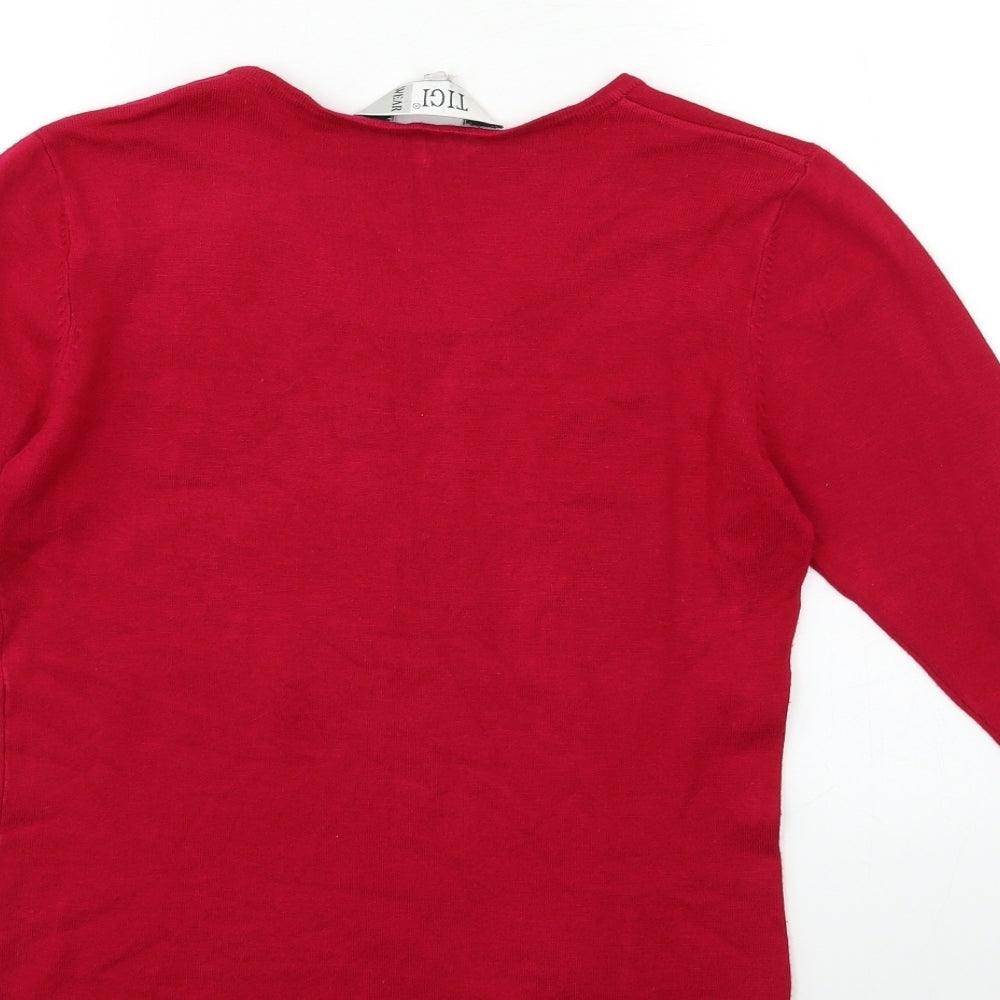TIGI Womens Red  Knit Pullover Jumper Size 8