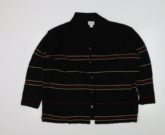 OPUS Womens Black Striped  Cardigan Jumper Size L