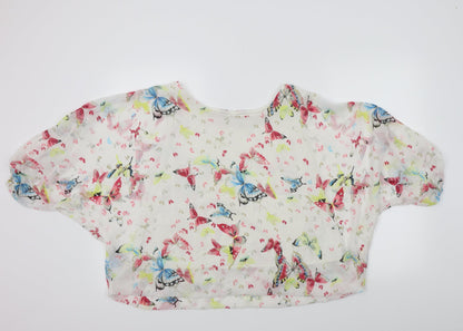Cameo Rose Womens White Geometric Basic Blouse Size 12 - butteflies