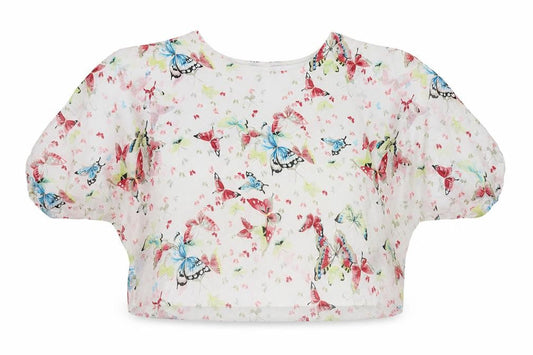 CAMEO ROSE Womens White Geometric  Basic Blouse Size 12  - butteflies