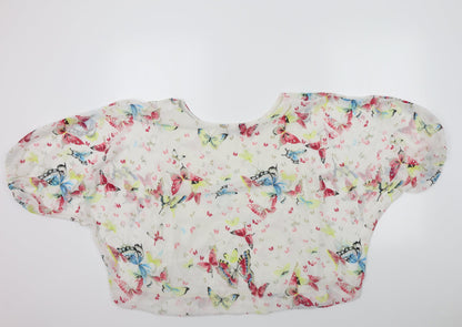 Cameo Rose Womens White Geometric Basic Blouse Size 12 - butteflies