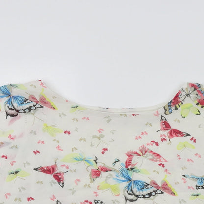 Cameo Rose Womens White Geometric Basic Blouse Size 12 - butteflies