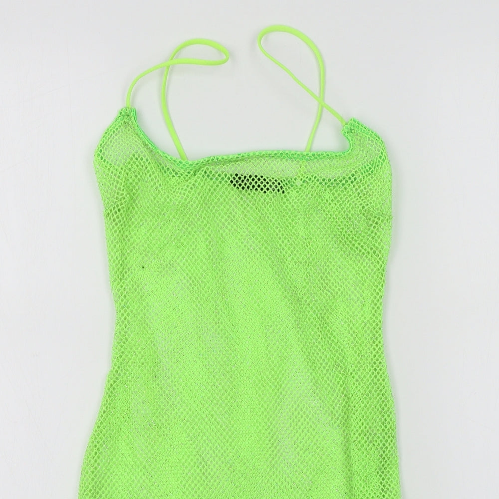I SAW IT FIRST Womens Green Colourblock  A-Line  Size 8  - sparkle detail