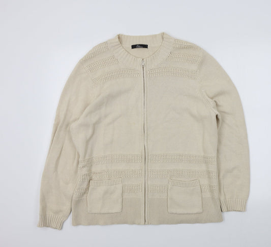 BM Womens Beige   Cardigan Jumper Size L