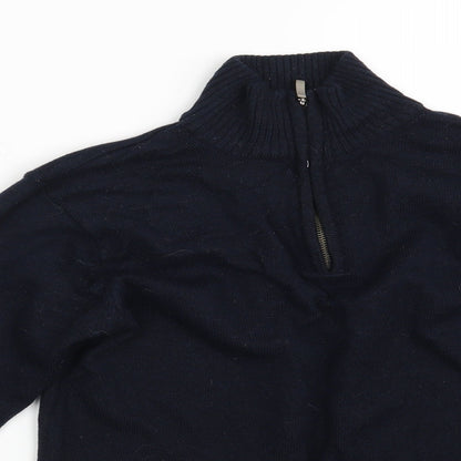 Close-up detail of Easy men’s blue jumper, size S
