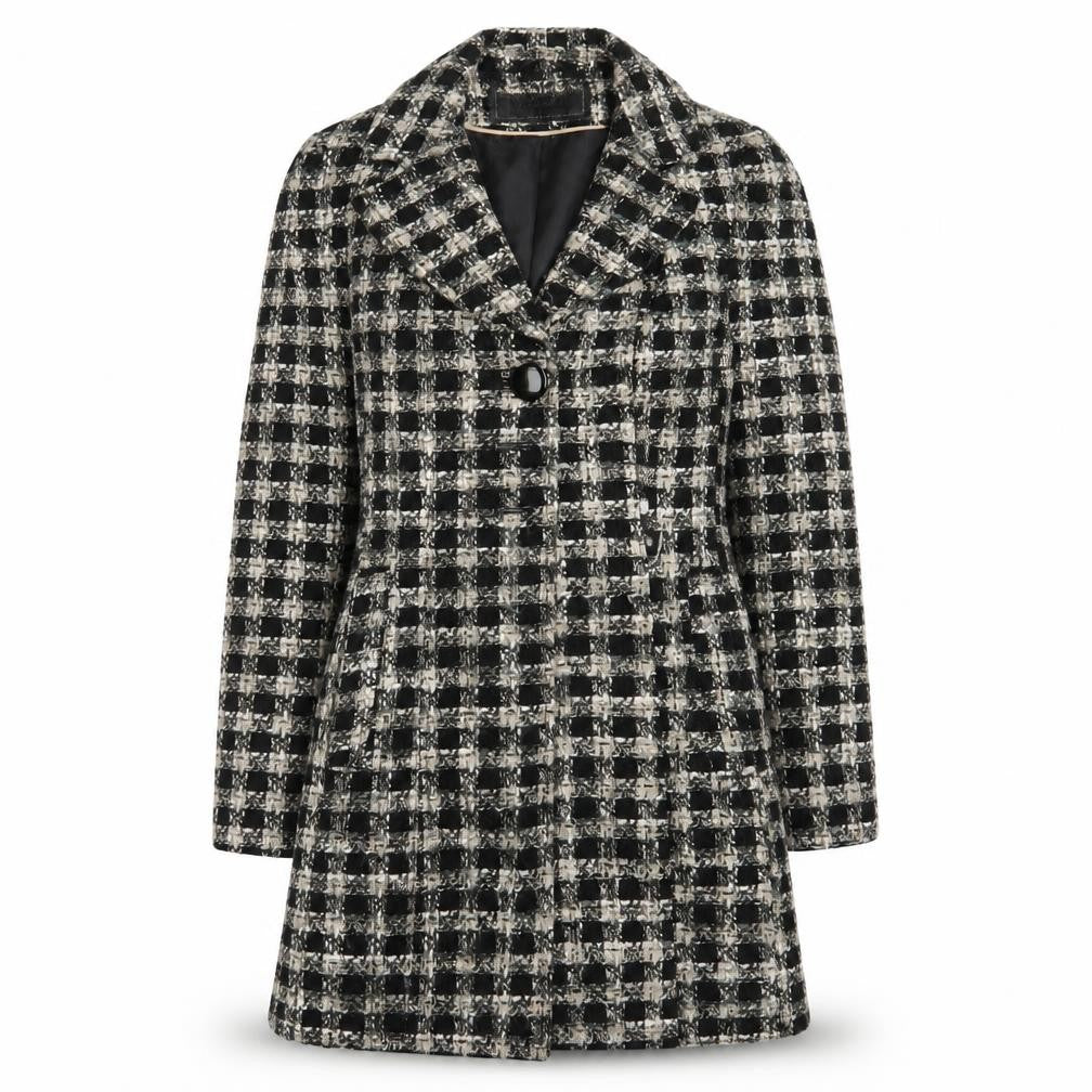 George Womens Black Check  Overcoat Coat Size 8