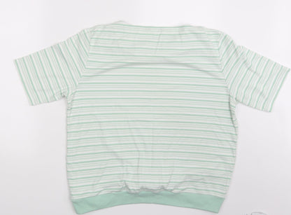 Bonmarché Womens White Striped Basic T-Shirt Size L