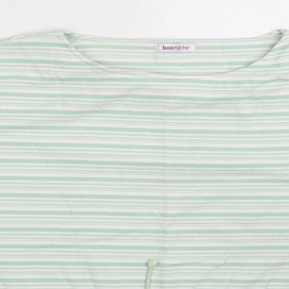 Bonmarché Womens White Striped Basic T-Shirt Size L