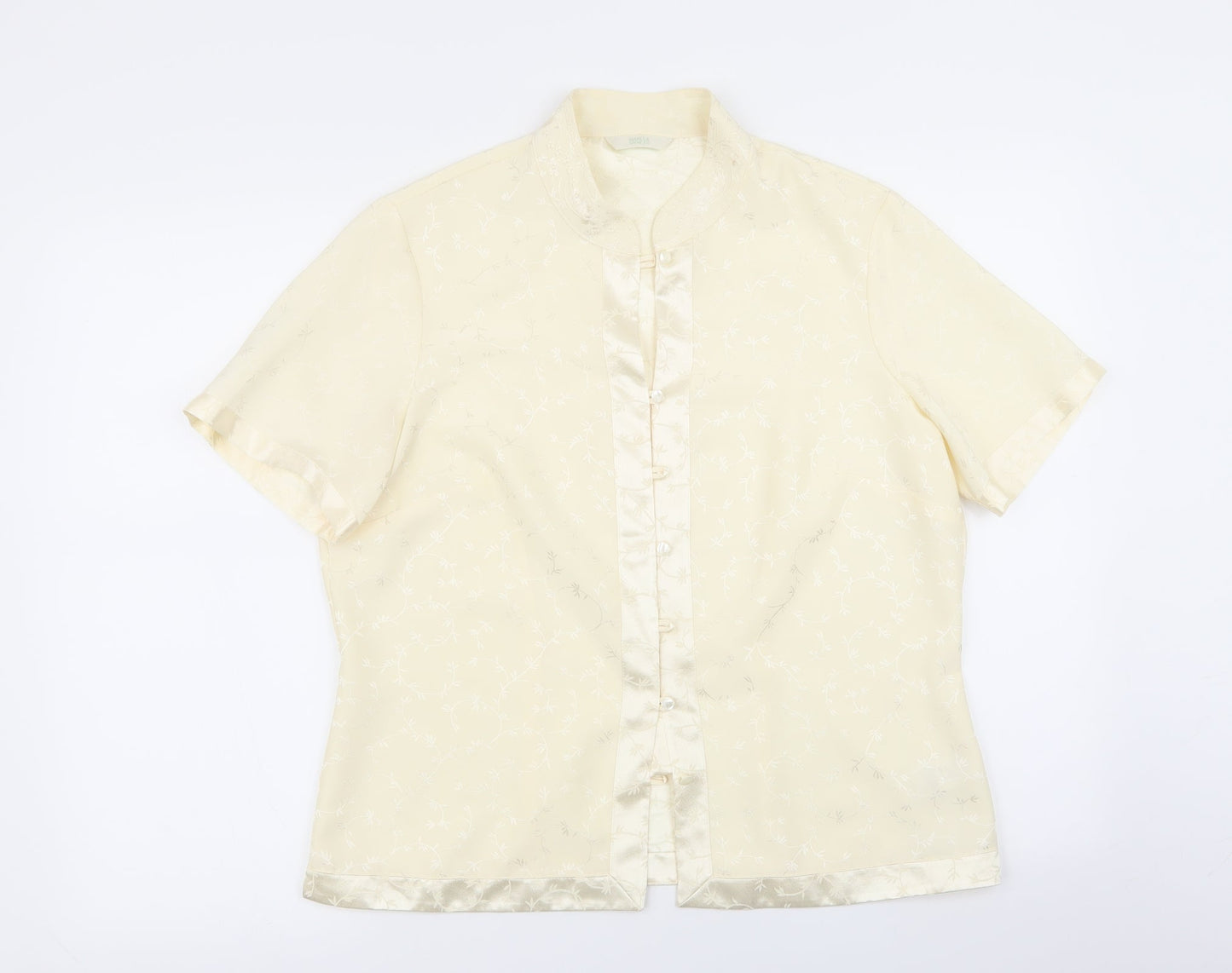 M&S Womens Beige Floral  Basic Button-Up Size 14