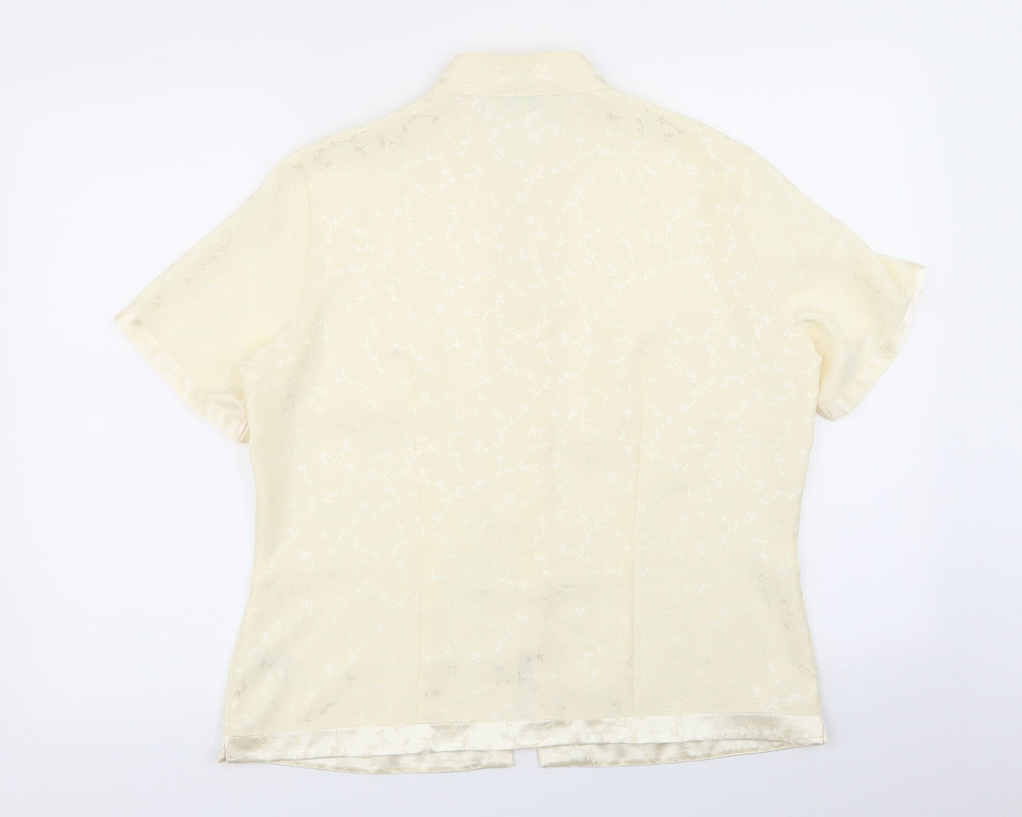 M&S Womens Beige Floral  Basic Button-Up Size 14