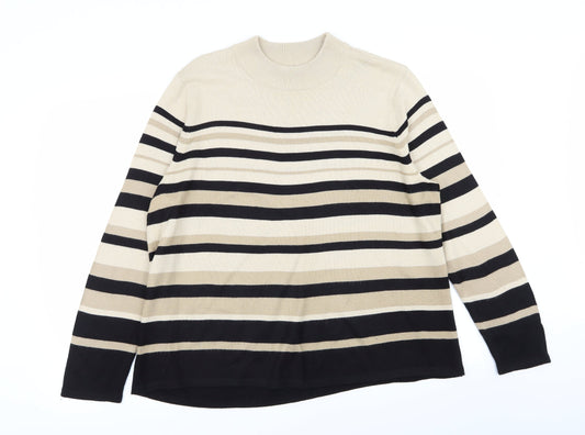BM Womens Multicoloured Striped  Pullover Jumper Size L