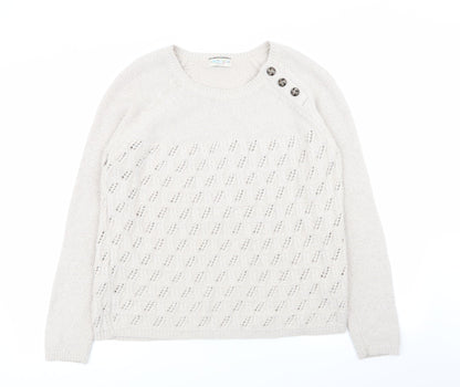 Preloved indigo collection Womens Beige Geometric  Pullover Jumper Size 10 - Front