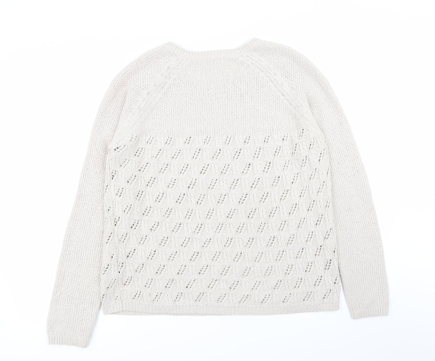 indigo collection Womens Beige Geometric  Pullover Jumper Size 10