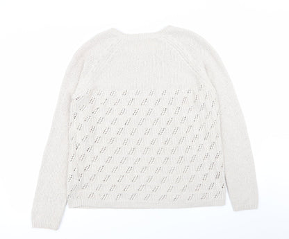Preloved indigo collection Womens Beige Geometric  Pullover Jumper Size 10 - Back