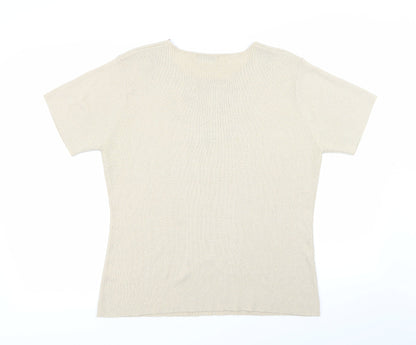 Preloved Essentials Womens Beige Floral  Basic T-Shirt Size 18 - Back