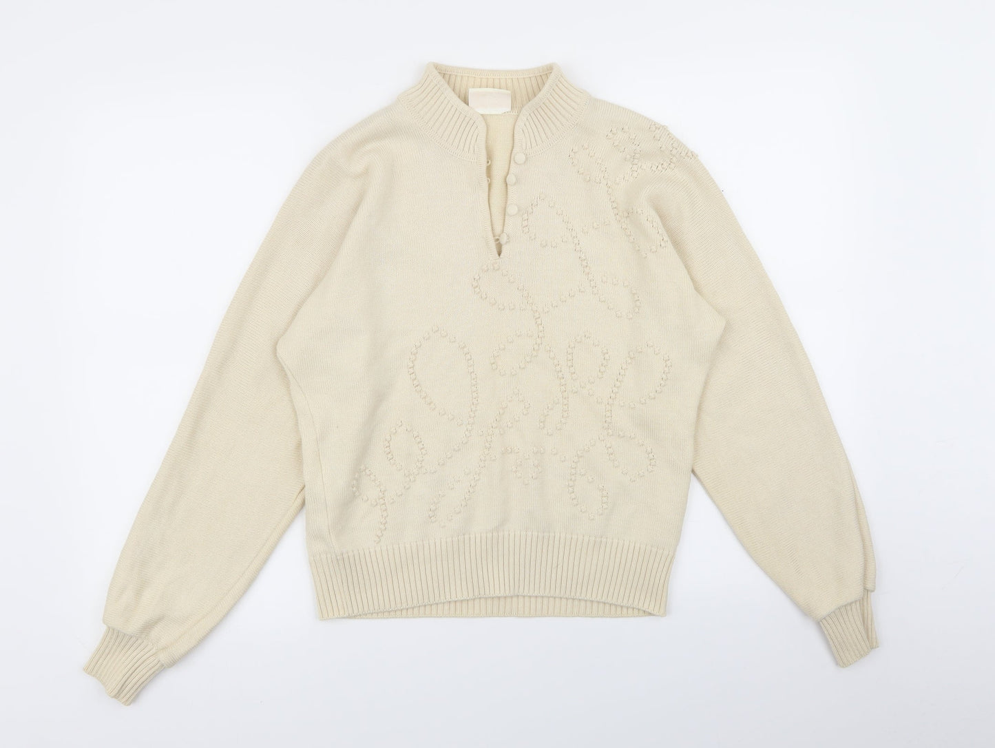 menke Womens Beige Geometric  Pullover Jumper Size 8