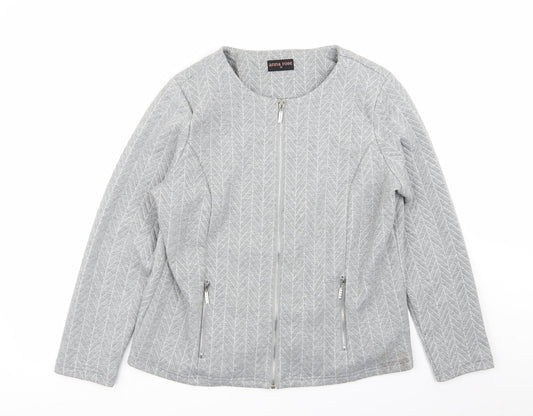 anna rose Womens Grey Geometric  Full Zip Jumper Size 14