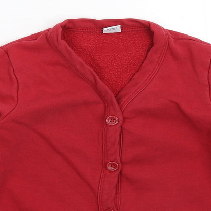 Close-up detail of Tu boys’ red track jacket jacket, size 6, years