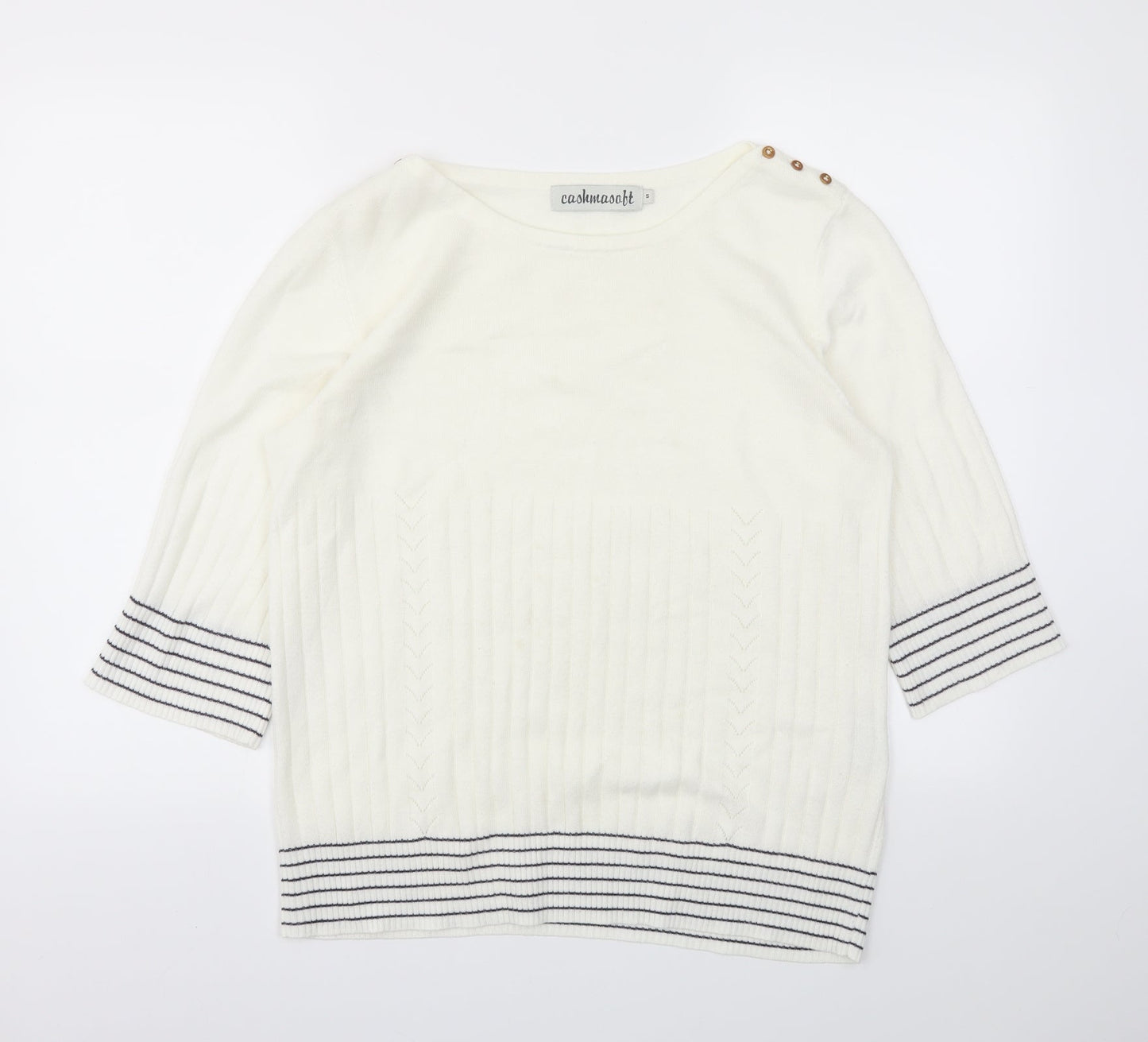 cashmasobt Womens White   Pullover Jumper Size S