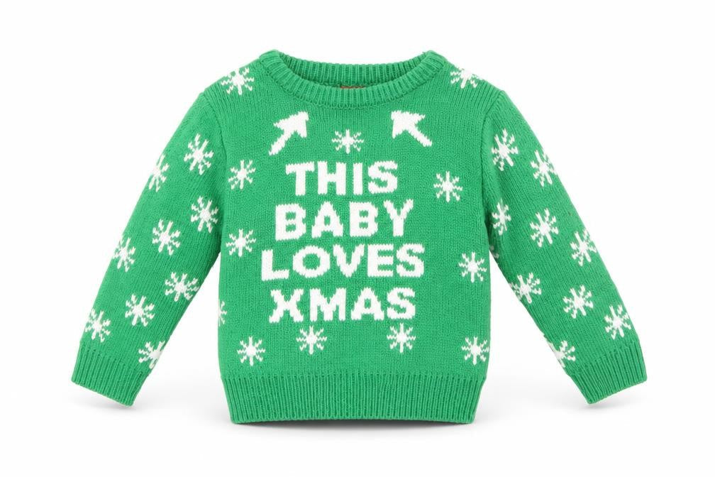 Santas little Helper Boys Green   Pullover Jumper Size 9-12 Months