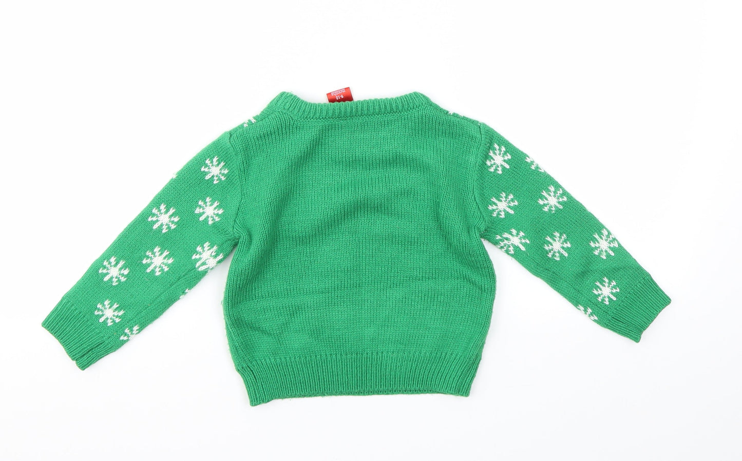 Santas little Helper Boys Green   Pullover Jumper Size 9-12 Months