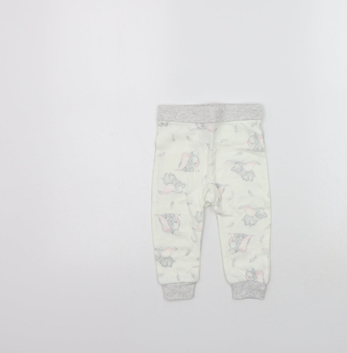 Additional front view of Disney girls’ beige geometric jogger leggings, size 6-9, months - elastic waist band