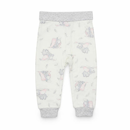 Front view of Disney girls’ beige geometric jogger leggings, size 6-9, months - elastic waist band