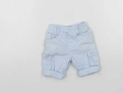 Front view of Tu girls’ blue jogger trousers, size 0-3, months