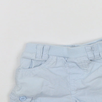 Close-up detail of Tu girls’ blue jogger trousers, size 0-3, months