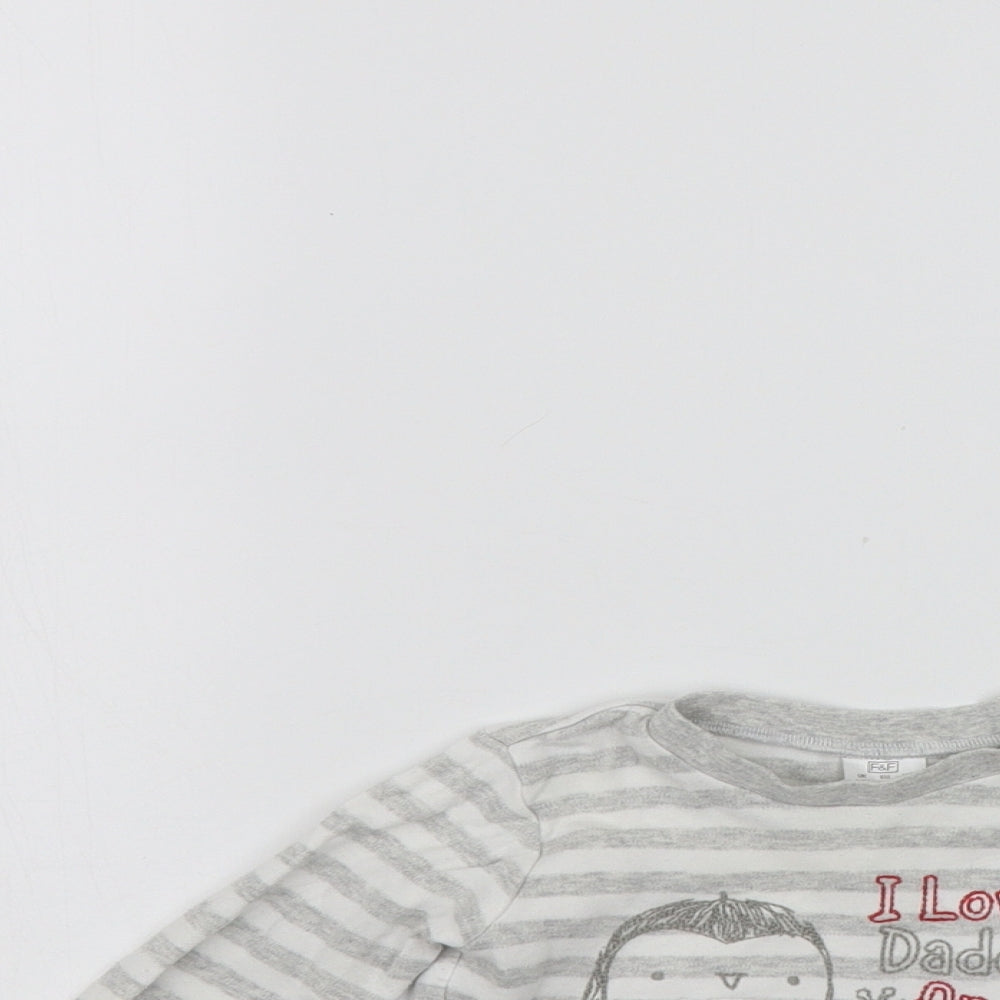 F&F Boys Grey Striped  Pullover Jumper Size 3-6 Months