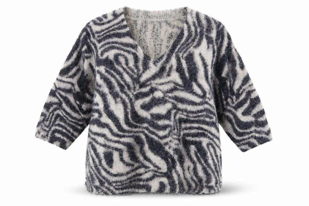 Wallis Womens Grey Animal Print  Pullover Jumper Size M