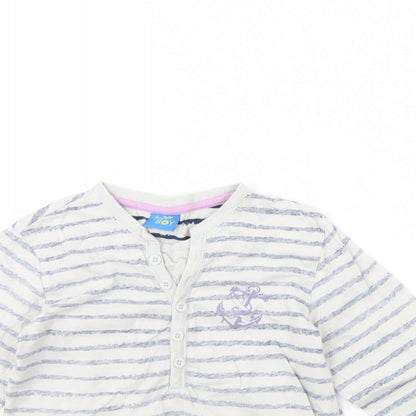 Close-up detail of Emma Bunton girls’ grey striped basic blouse, size 6, years