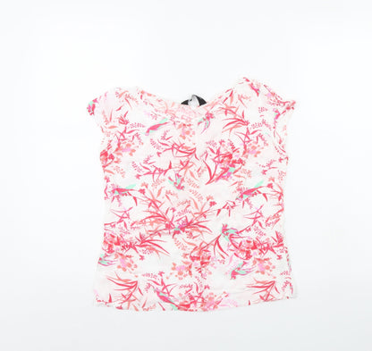 Dorothy Perkins Womens White Geometric  Basic T-Shirt Size 8