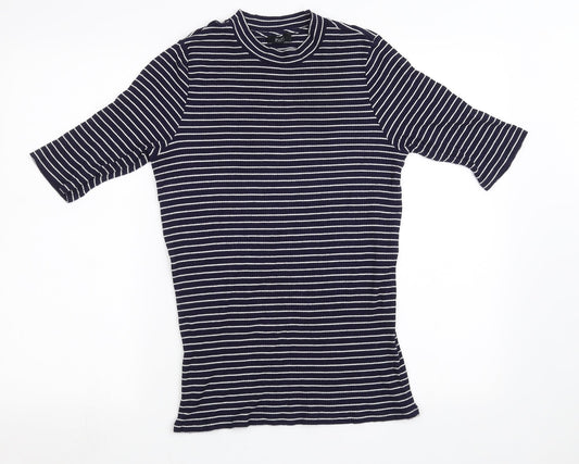 F&F Womens Blue Striped  Pullover Sweatshirt Size 12