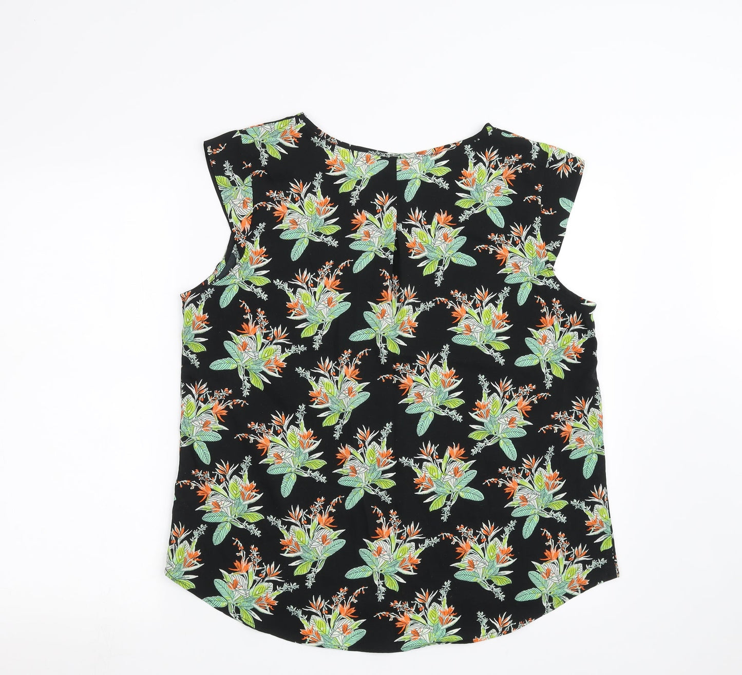 Peacocks Womens Black Floral  Basic Tank Size 14
