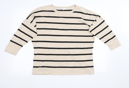 Preworn Womens Beige Striped  Pullover Sweatshirt Size L