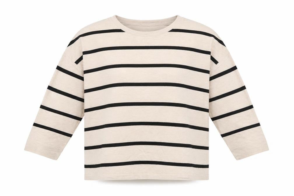 Preworn Womens Beige Striped  Pullover Sweatshirt Size L