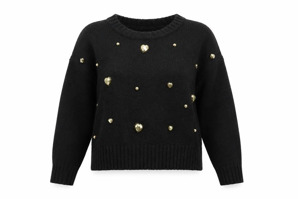 New Look Womens Black  Knit Pullover Sweatshirt Size 10