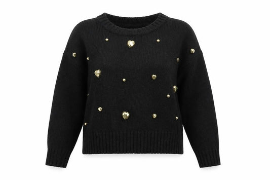 New Look Womens Black  Knit Pullover Sweatshirt Size 10
