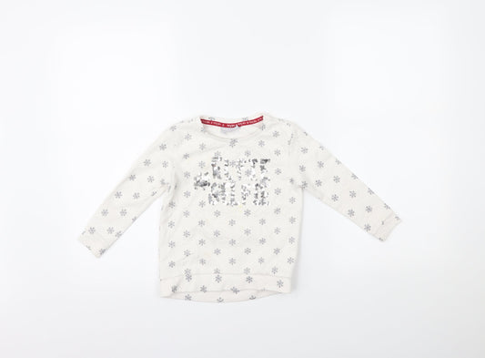 Matalan Girls White   Pullover Jumper Size 3 Years