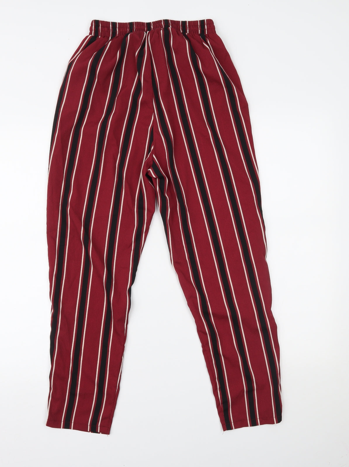 PRETTYLITTLETHING Womens Red Striped  Trousers  Size 6 L23.5 in