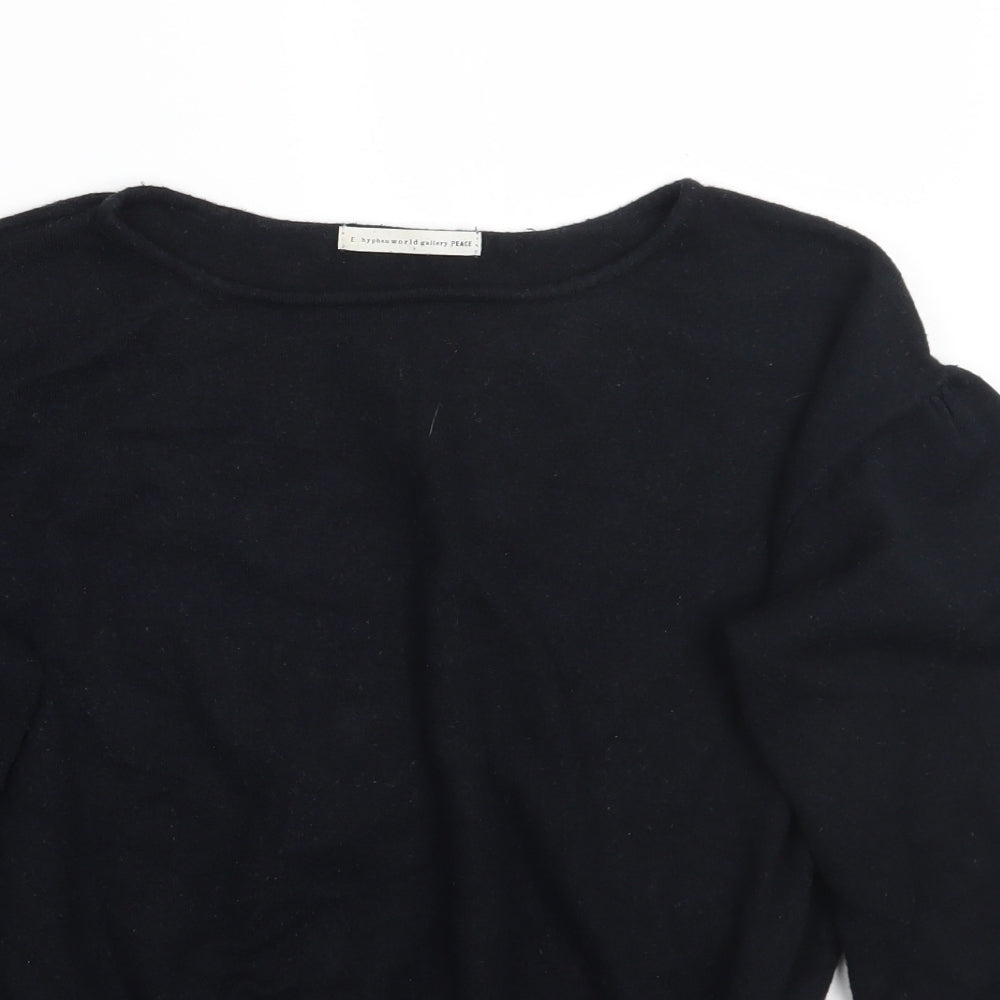 E hyphen world gallery Womens Black Floral  Pullover Jumper One Size