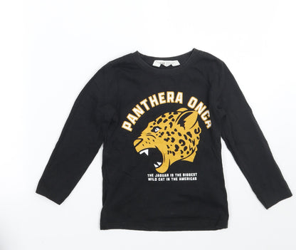 Additional front view of H&M girls’ black basic t-shirt, size 4, years