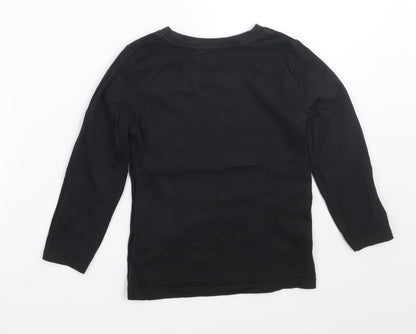 Back view of H&M girls’ black basic t-shirt, size 4, years