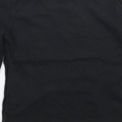 Brand and care label for H&M girls’ black basic t-shirt, size 4, years