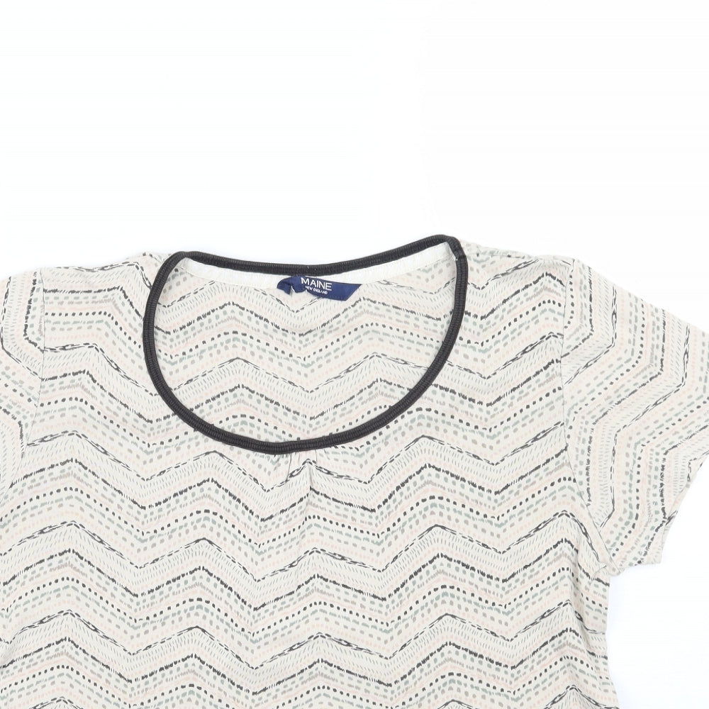 Debenhams Womens Beige Geometric  Basic T-Shirt Size 12