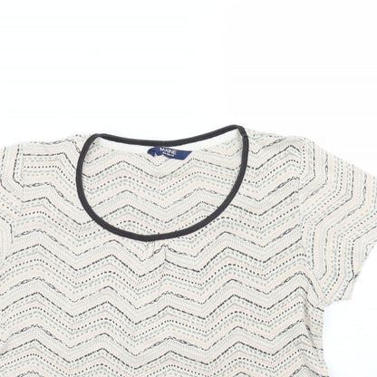 Debenhams Womens Beige Geometric  Basic T-Shirt Size 12