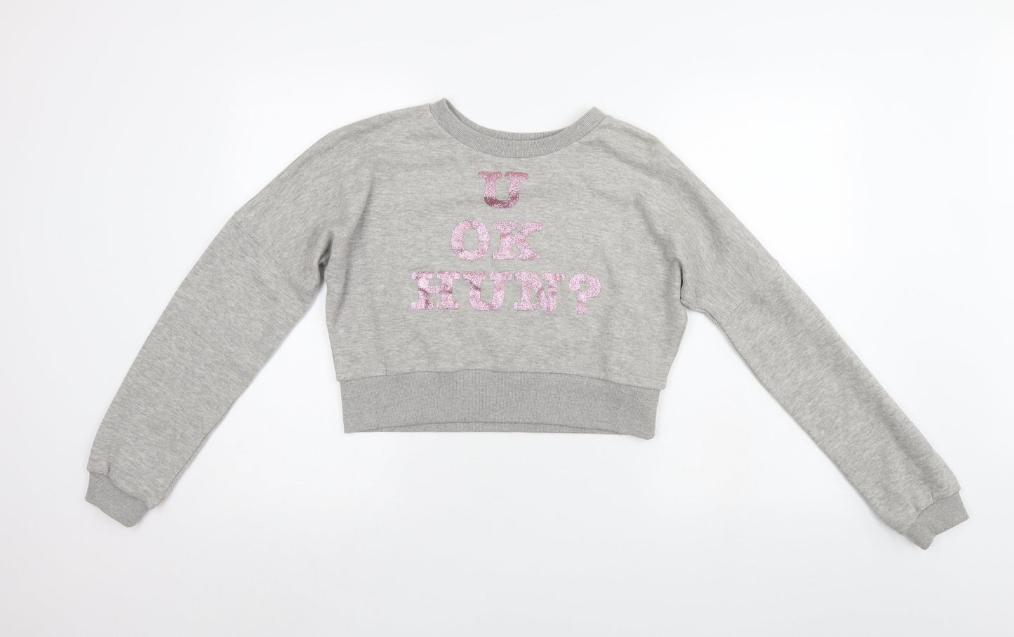 Outrage Womens Grey   Pullover Sweatshirt Size M  - cropped